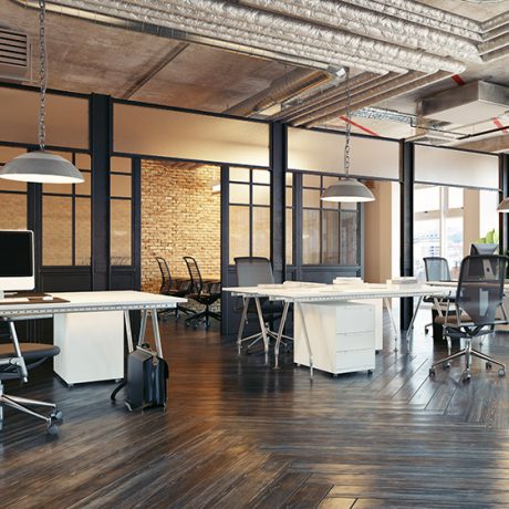 Office Space with Lighting and Audio Smart Home Automation Modern office with hidden audio and lighting controls
